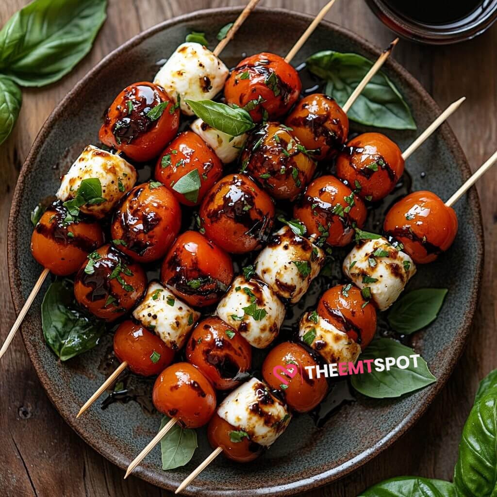 Cherry Tomatoes and Mozzarella Skewers