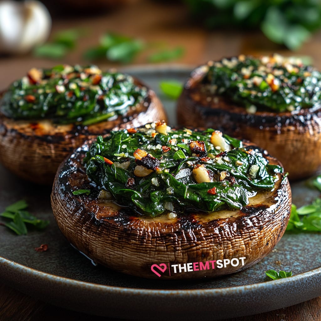 Grilled Portobello Mushrooms with Spinach and Garlic