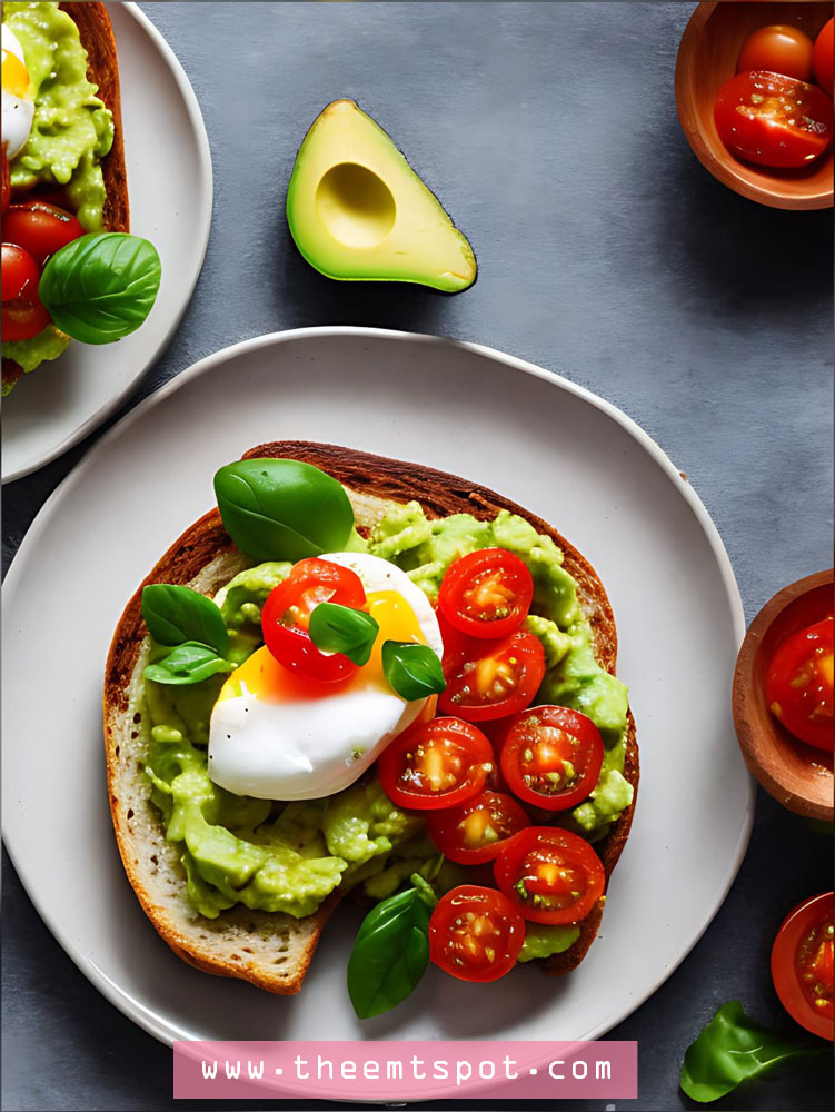 Avocado Toast With Tomatoes And A Poached Egg