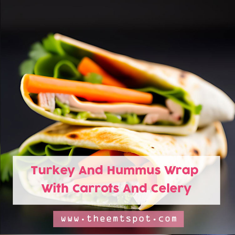 Turkey And Hummus Wrap With Carrots And Celery