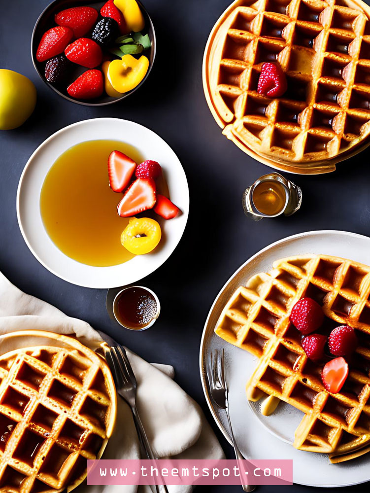 Whole Wheat Waffles With Fresh Fruit And Maple Syrup
