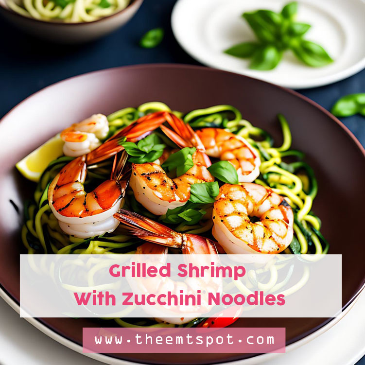 Grilled shrimp with zucchini noodles for dinner